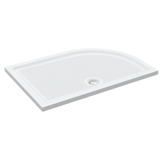 Roman 1000 x 800mm Offset Quadrant Gel Coated Anti-Slip Tray (LH) - White - RSQG108L - Envy Bathrooms Ltd
