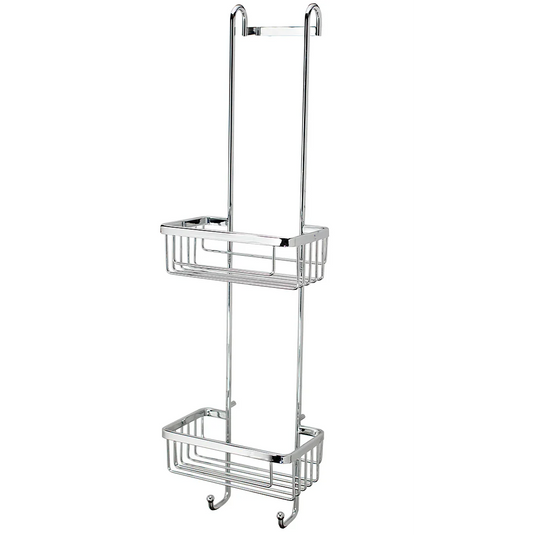 Roman Double Hanging Shower Basket with Hooks - Polished Chrome - RSB01 - Envy Bathrooms Ltd