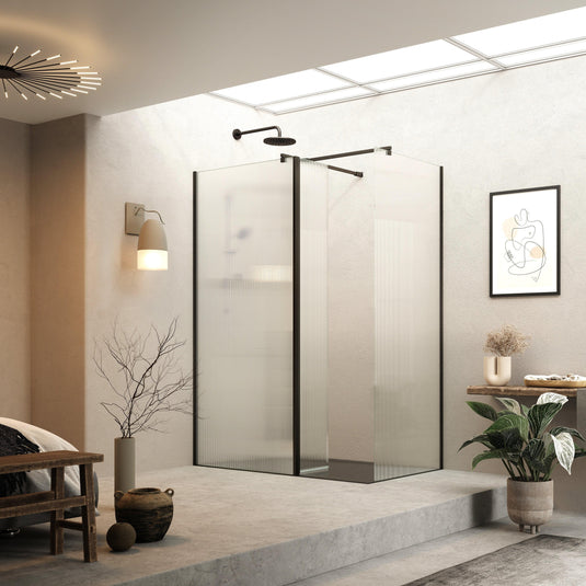 Roman Haven 300 Fluted Pivot Deflector (8mm) - Matt Black - H8SPM3FCB - Envy Bathrooms Ltd