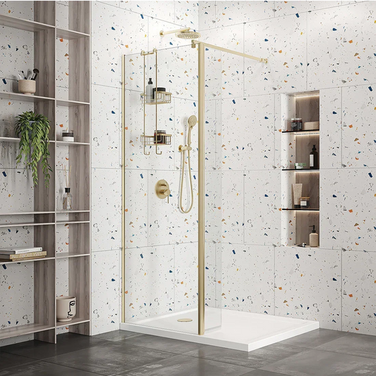 Roman Haven Select 300 Pivot Deflector (10mm) - Brushed Brass - H10SPM3CBR - Envy Bathrooms Ltd