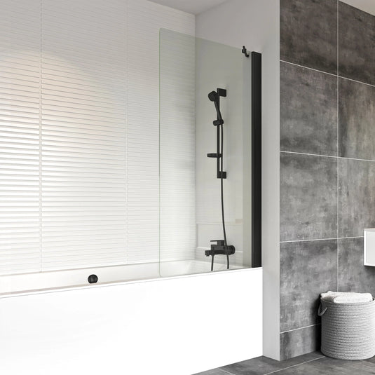 Roman Haven6 1467mm Fixed Bath Screen - Matt Black - H2D11CB - Envy Bathrooms Ltd