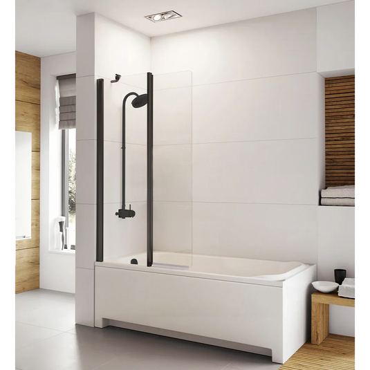 Roman Haven6 1500mm Inward Folding Bath Screen - Matt Black - H2D6CB - Envy Bathrooms Ltd
