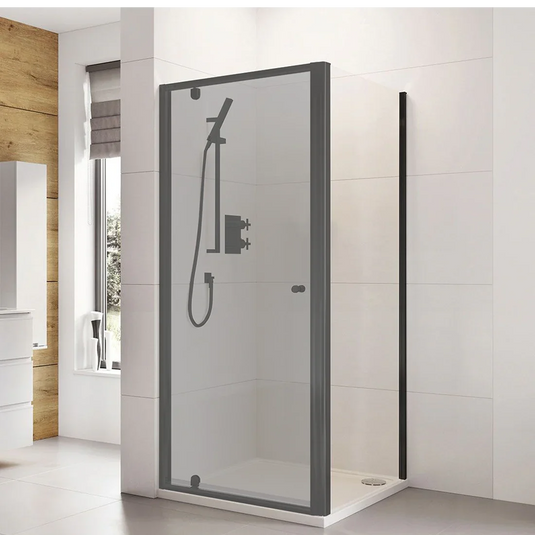 Roman Haven6 800mm Side Panel - Matt Black - H3R8CB - Envy Bathrooms Ltd
