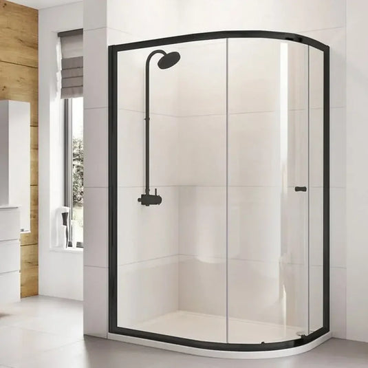 Roman Haven6 800 x 1000mm Single Door Offset Quadrant - Matt Black - H3SQ810CB - Envy Bathrooms Ltd