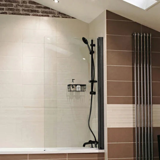Roman Haven8 1500mm Pivoting Bath Screen - Matt Black - H4D3CB - Envy Bathrooms Ltd