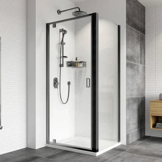 Roman Haven8 760mm Side Panel - Black - H4R76CB - Envy Bathrooms Ltd