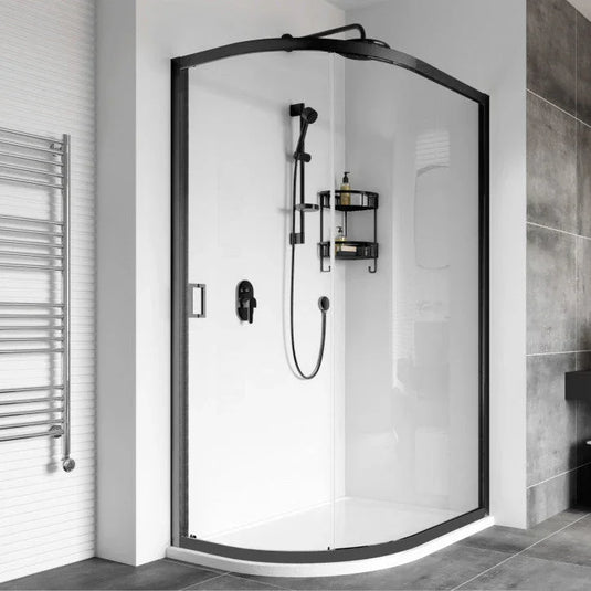 Roman Haven8 800 x 1000mm Single Door Offset Quadrant - Matt Black - H4SQ810CB - Envy Bathrooms Ltd