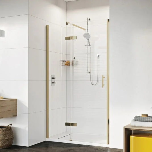 Roman Innov8 1200mm Hinged Door With Inline Panel For Alcoves - Brushed Brass - NL2HD13BBR+NL2H1213BBR* - Envy Bathrooms Ltd