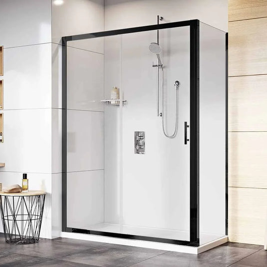 Roman Innov8 1500 x 900mm Sliding Shower Door & Side Panel - Matt Black - N2T1513B+N2GL913B* - Envy Bathrooms Ltd