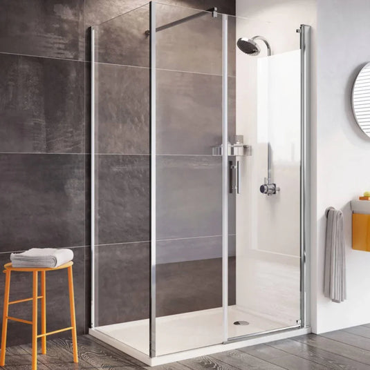 Roman Innov8 1500 x 900mm Pivot Door With Inline Panel & Side Panel For Corners - Polished Chrome - N2F2HDR13S+N2HR1513S+N2HR913S* - Envy Bathrooms Ltd