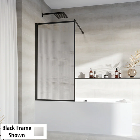 Roman Innov8 1500mm Fluted Framed Fixed Bath Screen - Polished Chrome - NBF158FS - Envy Bathrooms Ltd