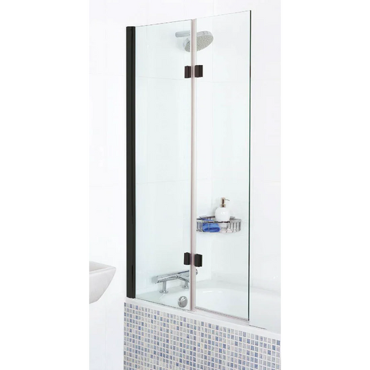 Roman Innov8 1500mm Inward Hinged Bath Screen (LH) - Matt Black - N2BV13BL - Envy Bathrooms Ltd