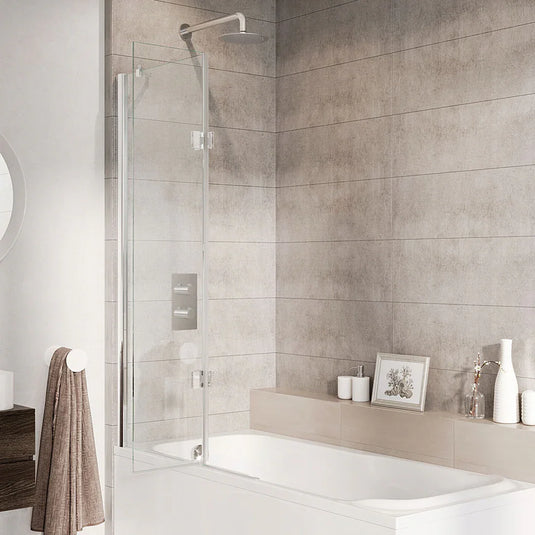 Roman Innov8 1500mm Outward Hinged Bath Screen (RH) - Polished Chrome - N2BV213SR - Envy Bathrooms Ltd