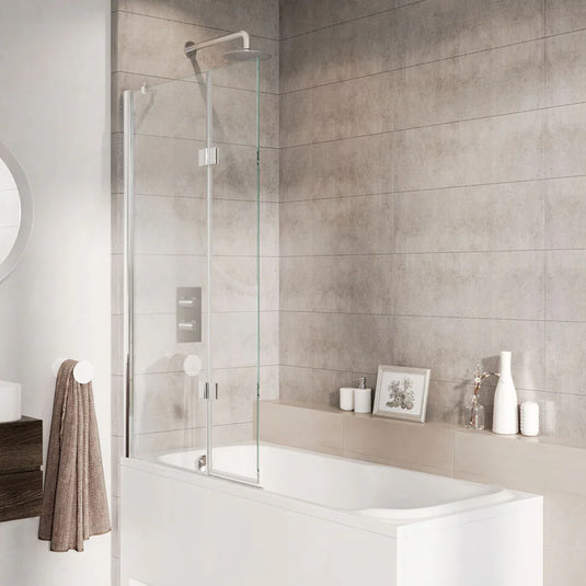 Roman Innov8 1500mm Outward Hinged Bath Screen (RH) - Polished Chrome - N2BV213SR - Envy Bathrooms Ltd