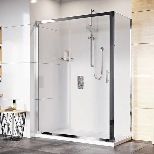 Roman Innov8 1500 x 900mm Sliding Shower Door & Side Panel - Polished Chrome - N2T1513S+N2GL913S* - Envy Bathrooms Ltd