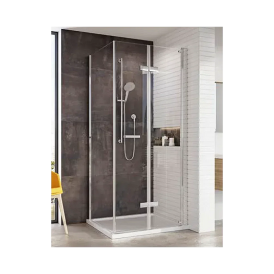 Roman Innov8 900 x 900mm Framed Bi-fold Door & Side Panel - Polished Chrome - N3V913S+N2GL913S* - Envy Bathrooms Ltd