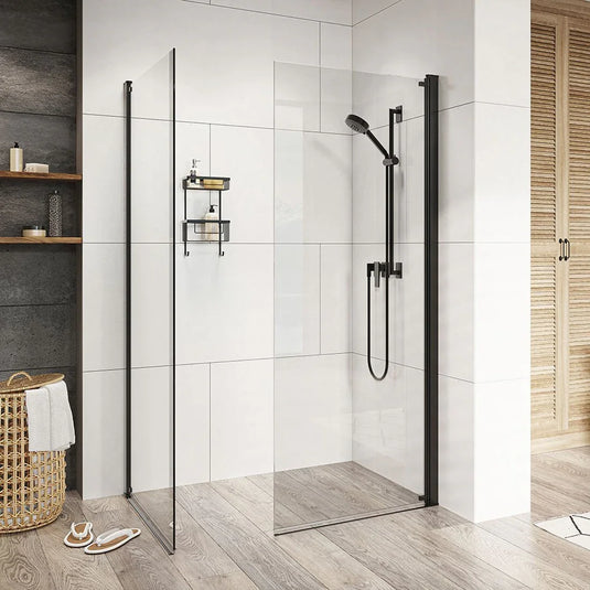 Roman Innov8 900mm Pivoting Wet Room Panel - Matt Black - N2FSPM913B - Envy Bathrooms Ltd