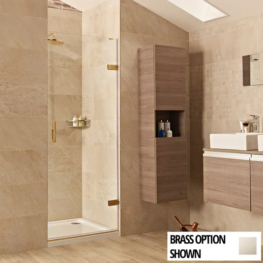 Roman Liberty 900mm Hinge Door For Alcoves (10mm) - Brushed Nickel - TL913N - Envy Bathrooms Ltd