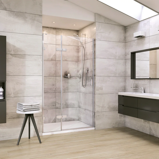 Roman Liberty 1200mm Hinged Door with Inline Panel For Alcoves (8mm) - Polished Chrome - KL2HD13S+KL2H1213S* - Envy Bathrooms Ltd