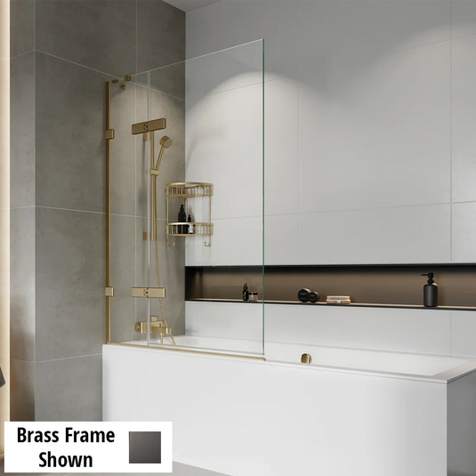 Roman Liberty 1500mm Outward Hinged Bath Screen (10mm) - Matt Black - TLBV13B - Envy Bathrooms Ltd