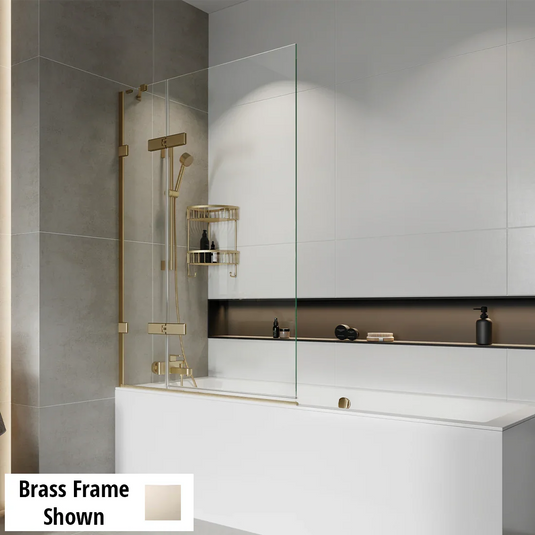 Roman Liberty 1500mm Outward Hinged Bath Screen (8mm) - Polished Nickel - KLBV13PN - Envy Bathrooms Ltd