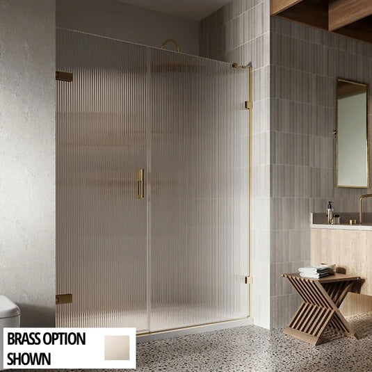 Roman Liberty 1600mm Fluted Glass Hinged Door with One Inline Panel For Alcoves (LH - 8mm) - Polished Nickel - KL1HDFLPN+KL1H16FLPN* - Envy Bathrooms Ltd