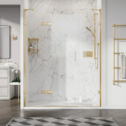 Roman Liberty 1600mm Hinged Door With 2 Inline Panels For Alcoves (10mm) - Brushed Brass - TLHD13BR+TLH1613BR* - Envy Bathrooms Ltd