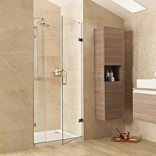 Roman Liberty 800mm Hinged Door with One Inline Panel For Alcoves (8m) - Polished Chrome - KL1HD213S+KL1H813S* - Envy Bathrooms Ltd