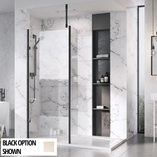 Roman Liberty 343mm Pivot Clear Glass Deflector Panel - Brushed Nickel - KLSPM313N - Envy Bathrooms Ltd