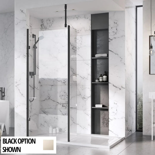 Roman Liberty 343mm Pivot Clear Glass Deflector Panel - Polished Nickel - KLSPM313PN - Envy Bathrooms Ltd