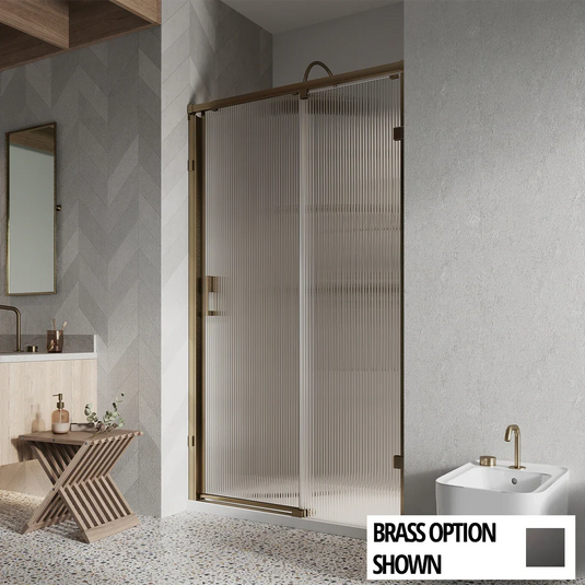 Roman Liberty 8 1200mm Single Fluted Sliding Door For Alcoves (LH) - Matt Black - KT1D12FLB - Envy Bathrooms Ltd