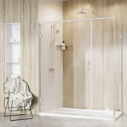 Roman Liberty 8 1500 x 900mm Single Sliding Door & Side Panel For Corners (RH) - Polished Nickel - KT1D15RCPN+KTR1C9PN* - Envy Bathrooms Ltd