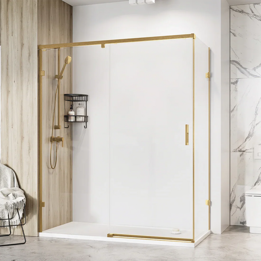 Roman Liberty 8 1700 x 900mm Single Sliding Door & Side Panel For Corners (RH) - Brushed Brass - KT1D17RCBR+KTR1C9BR* - Envy Bathrooms Ltd