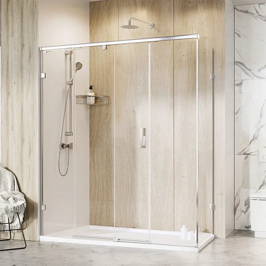 Roman Liberty 8 1700 x 800mm Single Sliding Door & Side Panel For Corners (RH) - Polished Chrome - KT1D17RCS+KTR1C8S* - Envy Bathrooms Ltd