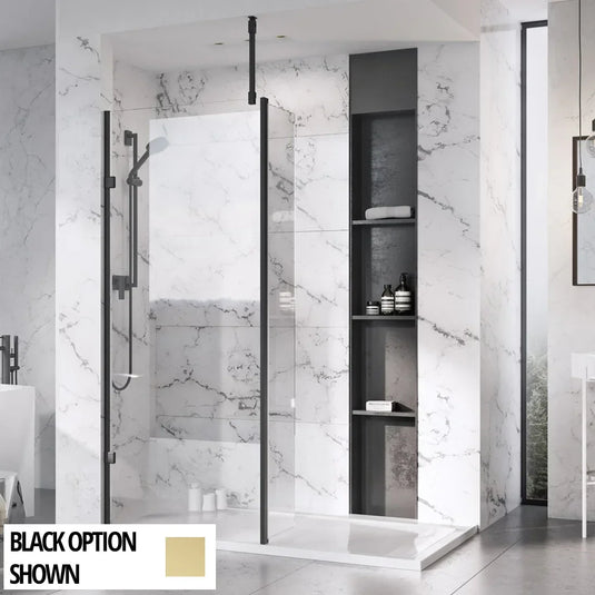 Roman Liberty 957mm Clear Corner Panel - Brushed Brass - KLCP1013BR - Envy Bathrooms Ltd