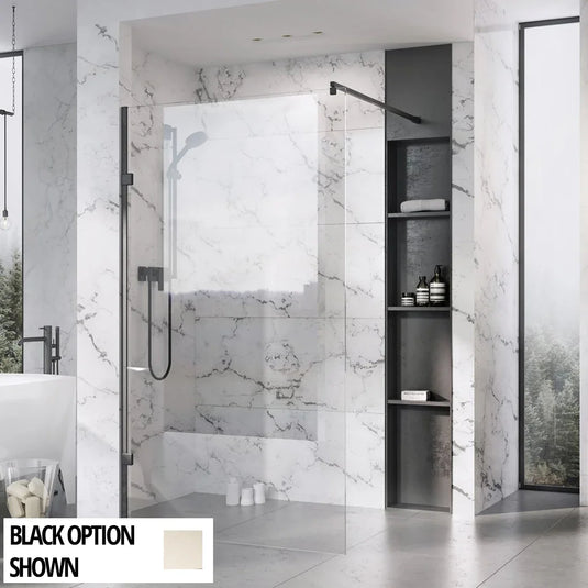 Roman Liberty 857mm Clear Corner Panel - Brushed Nickel - KLCP913N - Envy Bathrooms Ltd