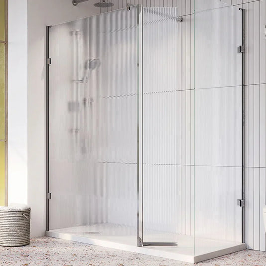 Roman Liberty 857mm Fluted Corner Panel - Polished Chrome - KLCP9FS - Envy Bathrooms Ltd