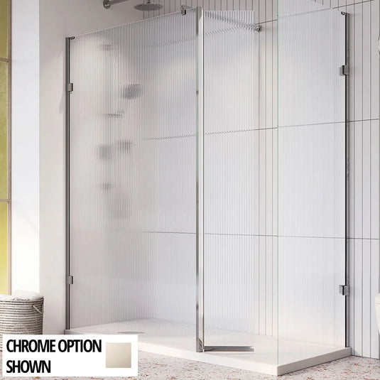 Roman Liberty 957mm Fluted Corner Panel - Polished Nickel - KLCP10FPN - Envy Bathrooms Ltd