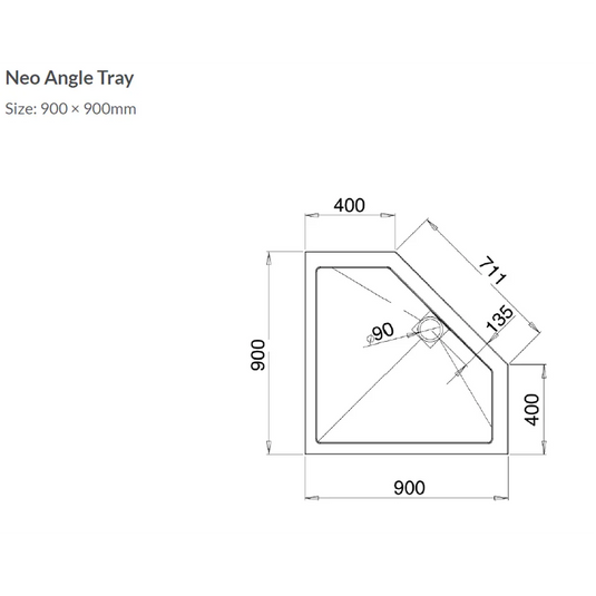Roman Low Level Neo 900mm Tray - White - RNG90 - Envy Bathrooms Ltd
