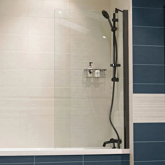 Roman Lumin8 1467mm Fixed Bath Screen - Matt Black - V8BS13B - Envy Bathrooms Ltd