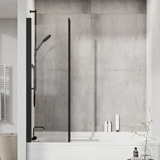 Roman Lumin8 1500mm Inward Opening Bath Screen - Matt Black - V8BV13B - Envy Bathrooms Ltd