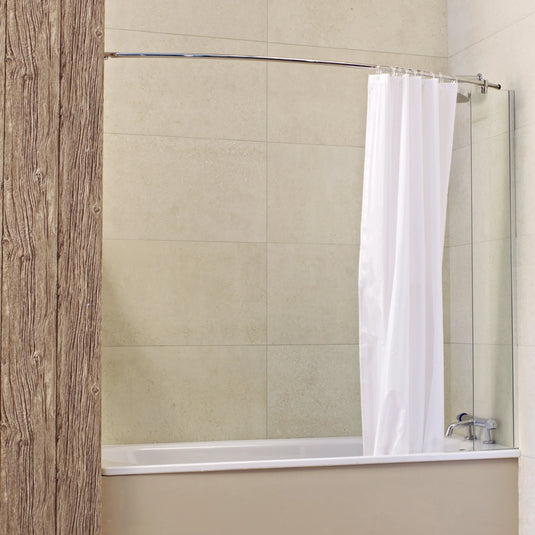 Roman Lumin8 1500mm Mini Fixed Bath Screen With Curved Rail - Polished Chrome - V8CC213S - Envy Bathrooms Ltd