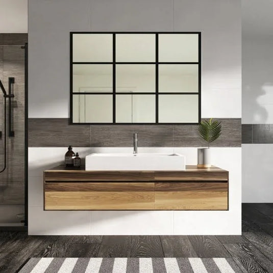 Roman Rectangle 700mm Black Grid Mirror - MIR04 - Envy Bathrooms Ltd