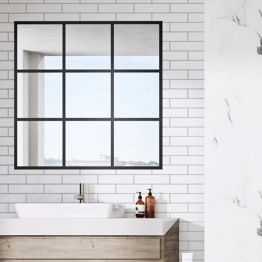 Roman Square 950mm Black Grid Mirror - MIR01 - Envy Bathrooms Ltd