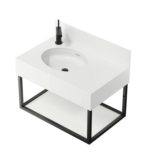 Roman Synchronicity 600 Oval Basin With Metal Frame (LH) - White - RFA0053 - Envy Bathrooms Ltd