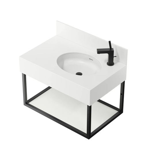 Roman Synchronicity 800 Oval Basin With Metal Frame (RH) - White - RFA0062 - Envy Bathrooms Ltd
