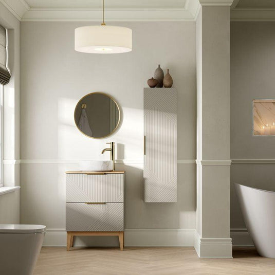 Ruby Bear 350mm Wall Hung 1 Door Tall Unit - Matt Oat - RUBY108509 - Envy Bathrooms Ltd