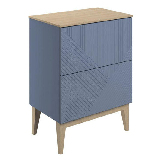 Ruby Bear 610mm Floor Standing 2 Drawer Basin Unit & Maple Oak Effect Worktop - Matt Smoke Blue - RUBY108502 - Envy Bathrooms Ltd