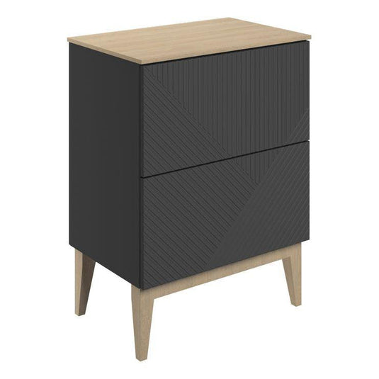 Ruby Bear 610mm Floor Standing 2 Drawer Basin Unit & Maple Oak Effect Worktop - Matt Graphite Grey - RUBY108504 - Envy Bathrooms Ltd