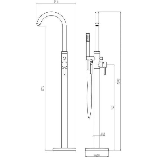 Ruby Bear Floor Standing Bath/Shower Mixer - Brushed Brass - RUBY105805 - Envy Bathrooms Ltd